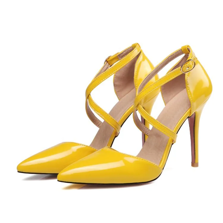 Женская пикантная обувь на высоком каблуке женские вечерние модельные туфли с перекрестной пряжкой рабочая обувь телесного и черного цвета, большие размеры 43, 47 Baotou, маленький размер 31, 32