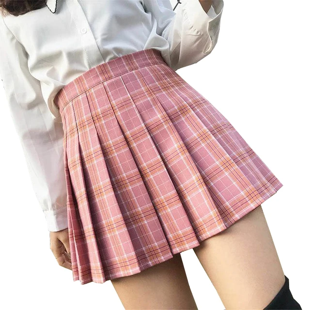 US $6.94 XS-3XL Women Skirt Preppy Style High Waist Chic Stitching Skirts Summer Student Pleated Skirt Women