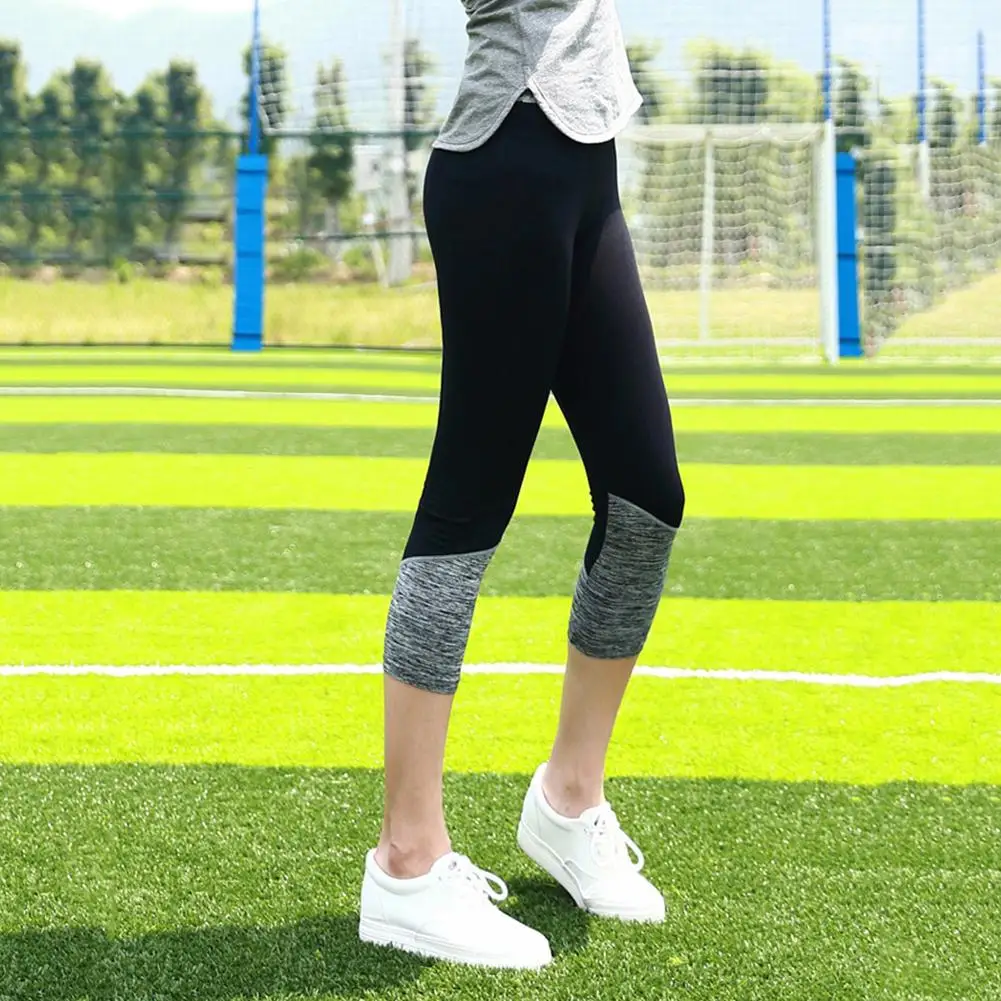 2018 Outdoor Indoor Fitness Workout Colorblocking Capris Yoga Pants Leggings For Women Elastic And Skin-friendly Fabric
