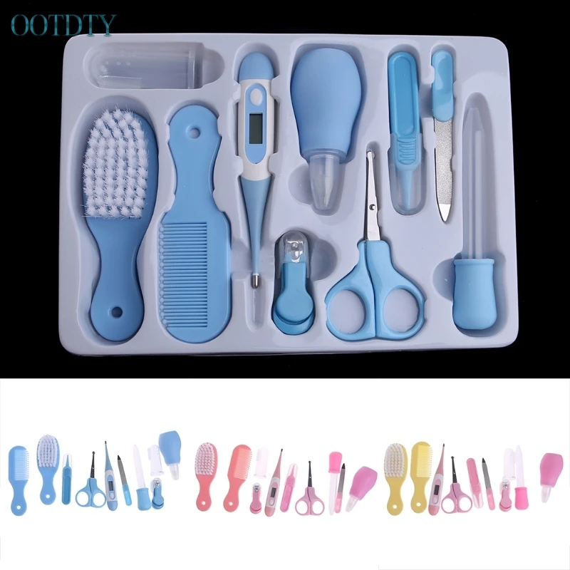 10pcs/Set Newborn Baby Kids Nail Hair Health Care Thermometer Grooming Brush Kit #330
