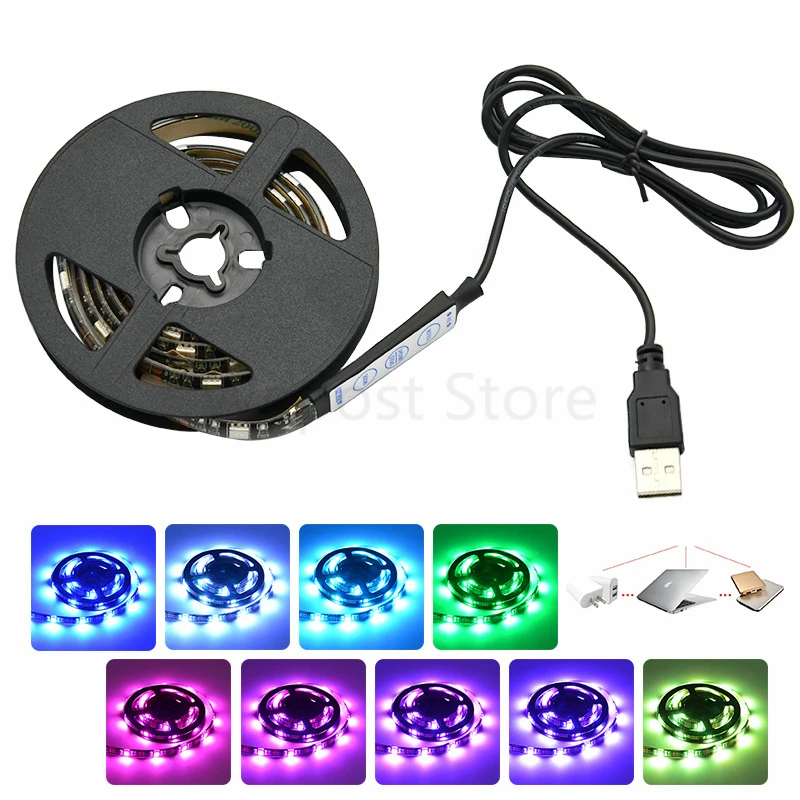 

USB Cable LED string lamp Waterproof 5V SMD5050 30 leds 60 LED Flexible Strip Light TV Background Lighting Kit Cuttable