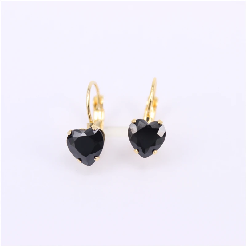 black 8mm diameter 8 цветов Сердце Серьги 8 мм 10 мм размер красный белый синий фиолетовый цвет женский подарок удобно носить ZN03 - Окраска металла: black 8mm diameter