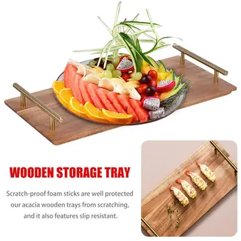 

Wood Rectangular Dinner Plate Western Food Rectangular Sushi Fruit Pizza Steak Wooden Tray Snack Dessert Hotel Serving Tray