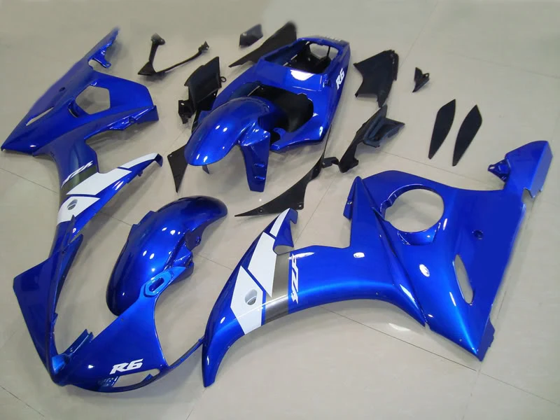 Комплект обтекателей под давлением для YAMAHA YZFR6 03 04 05 YZF R6 YZF600 2003 2004 2005 ABS синий белый
