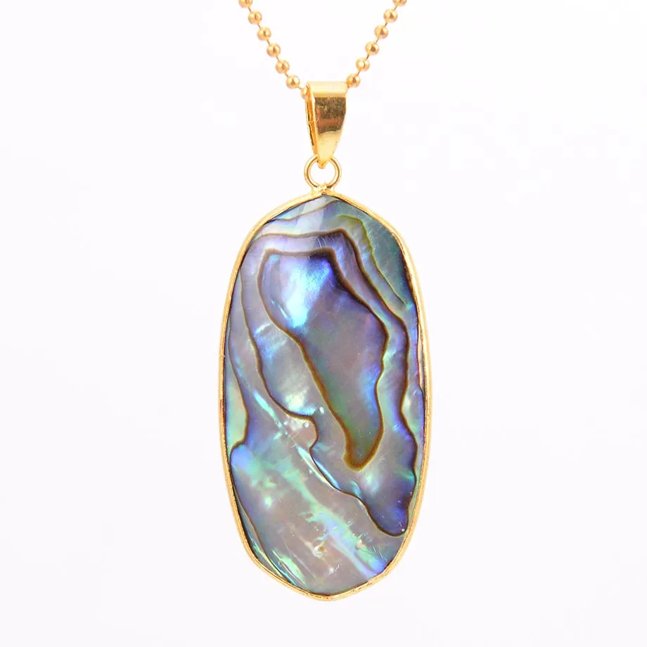 

Natural Paua Shell Pendants Oval two sides Pendant for Necklaces 2019 Abalone Colorful Jewelry Girlfriend Boyfriend Gifts D385