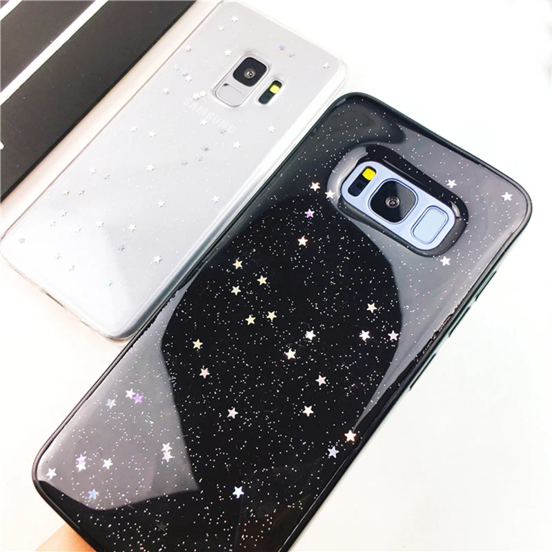 

Glitter Case For Samsung Galaxy S7 Edge S8 Plus Note 9 Sparkling Stars Clear Soft TPU Phone Back Cover for Samsung s9 Plus Cases