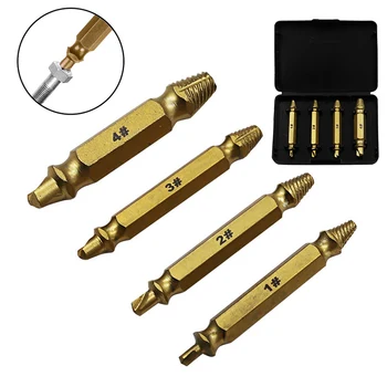 

4pcs/set Damaged Screws Extractor Titanium Coating Broken Screw Remover Tools Golden WWO66