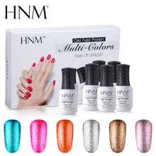 HNM 8 мл 6 цветов Bling Блестящий Гель-лак для ногтей набор УФ гель лак Полупостоянный Подарочная коробка DIY наборы для дизайна ногтей Набор лаков