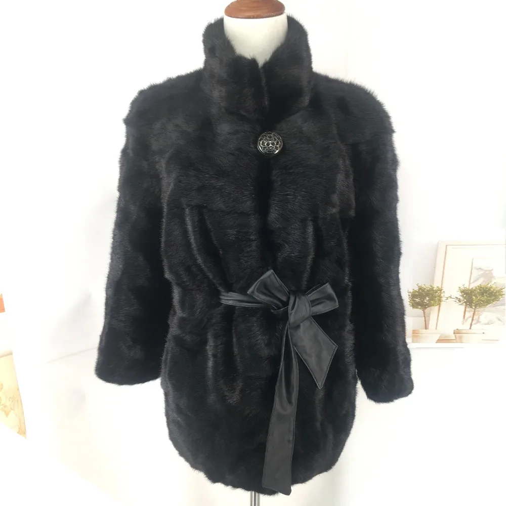 Autumn & Winter Outerwear Fur Jacket Mink Fur From Nature Fur Coat For Women Fashion Stand Collar With Leather Belt Warm 2018 Autumn & Winter Outerwear Fur Jacket Mink Fur From Nature Fur Coat For Women Fashion Stand Collar With Leather Belt Warm 2018