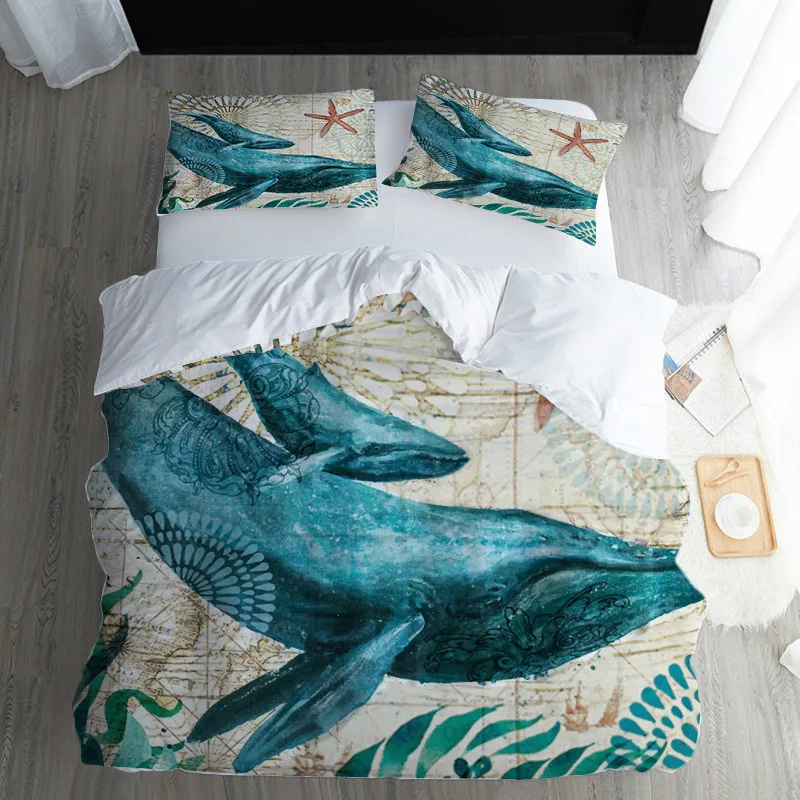Custom Made 3D Whale Bedding Set Duvet Cover Sets For Twin Full Queen