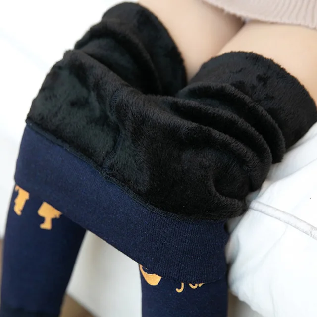 

Autumn Winter Girls Leggings Warm Plush Velvet Cartoon Cat Children's Pants Warm Trousers Kids Baby Leggings for Girl Bootpants