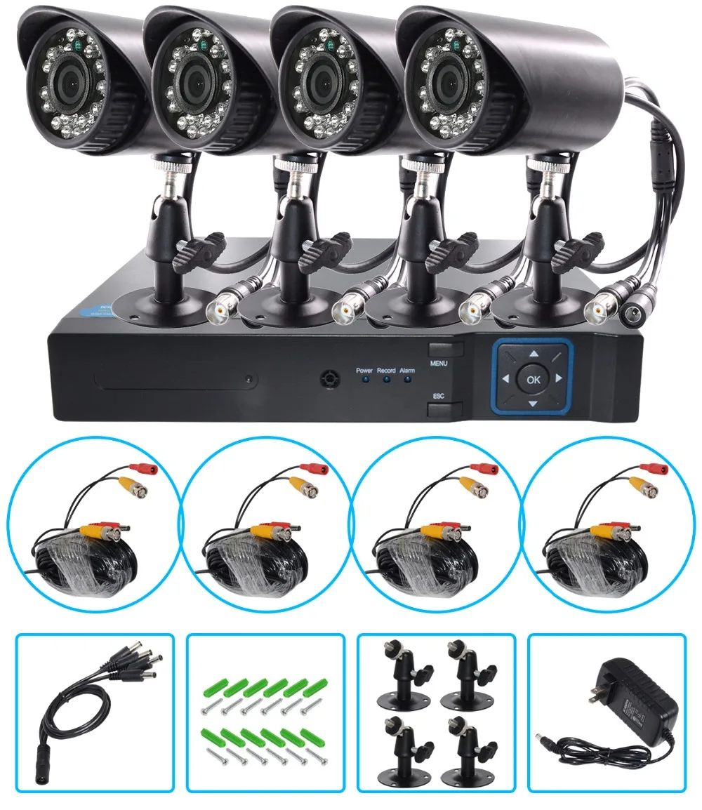 

AHD 720P Weatherproof CCTV Cameras Kit IR CUT Color CMOS Home Security System 4pcs Bullet Camera For Surveillance System