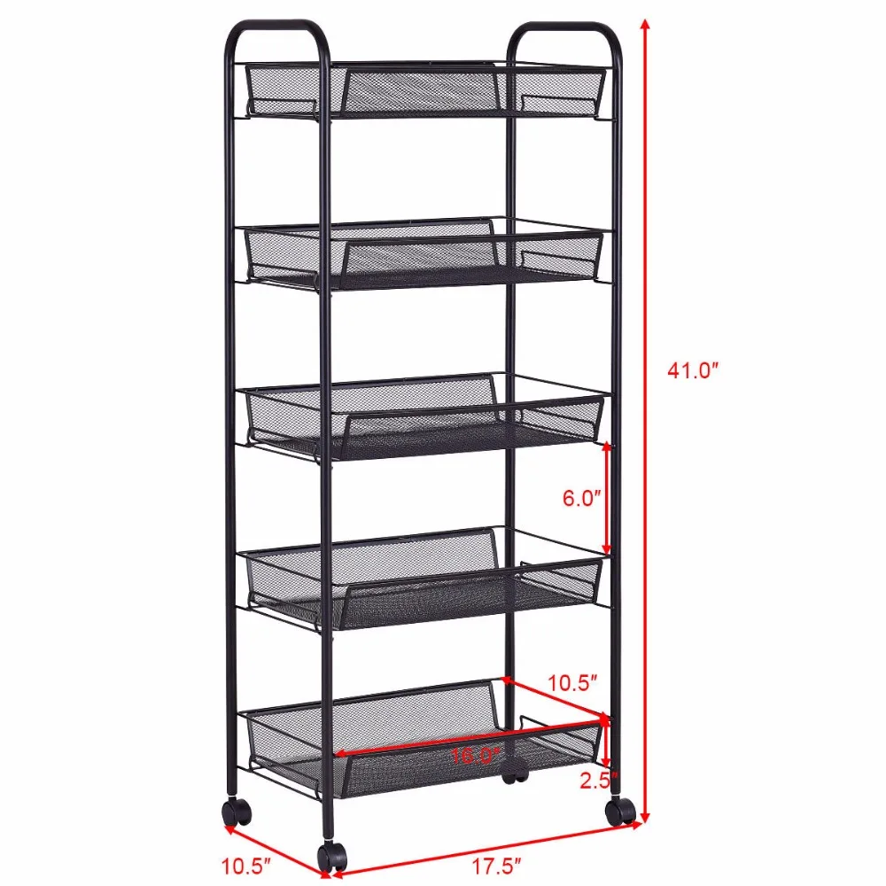 Giantex 5 Tier Mesh Rolling File Utility Cart Home Portable Trolley Organizer Office Kitchen Storage Basket HW54963BK Giantex 5 Tier Mesh Rolling File Utility Cart Home Portable Trolley Organizer Office Kitchen Storage Basket HW54963BK