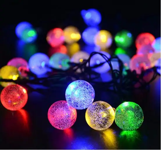 

20ft LED strip 30LED Crystall ball light string Solar power lamp globe Fairy light for Garden party and Chirstmas