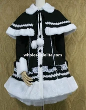 Black Cotton Lolita Jacket with Detachable Cape 3XL 4XL 5XL for Sale 6 Color Customize
