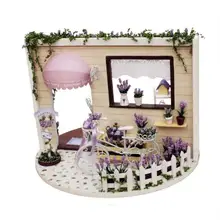 I001 Лавандовая история может вращаться на 360 градусов музыкальная шкатулка diy Миниатюрный Кукольный домик Деревянный Кукольный дом игрушки для детей