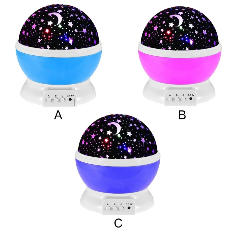 Звезды и луна вращающаяся проекция лампа Светодиодный лампа-проектор Звездное небо звездный свет Креативный светодиодный Романтический красивый ночник