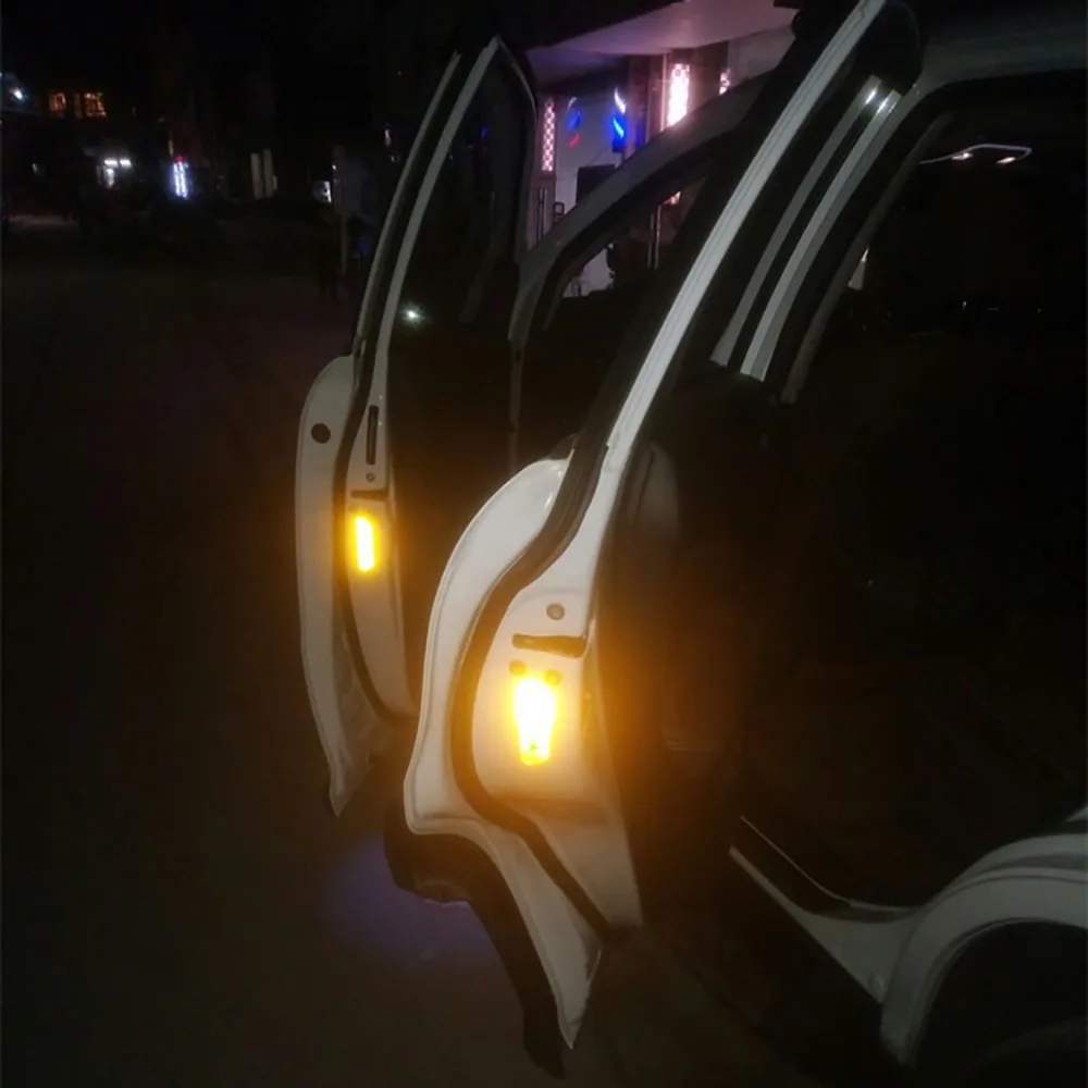 4pcs Set Reflective Open Sticker Door Open Warning Safety Car