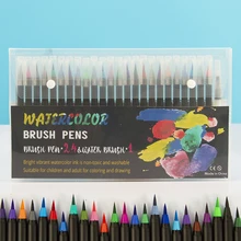 Акварель кисти набор ручек 24-яркие маркеры с гибкие нейлоновые кисти для раскраски, каллиграфия