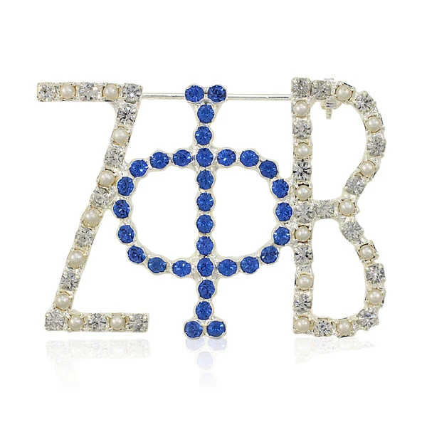 

5pcs 1 lot Divine 9 ZETA PHI BETA ZPB pearl with crystal Lapel Pin Jewelry for sister gift