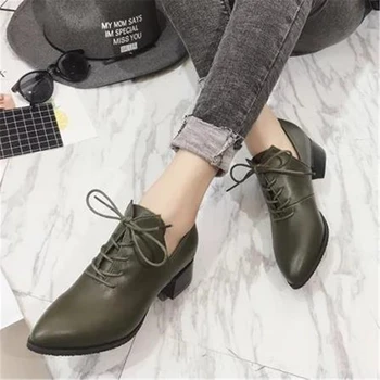 

Ladies British vintage chunky street shoes 2018 autumn European new style students with simple shoes elegant and women's shoes