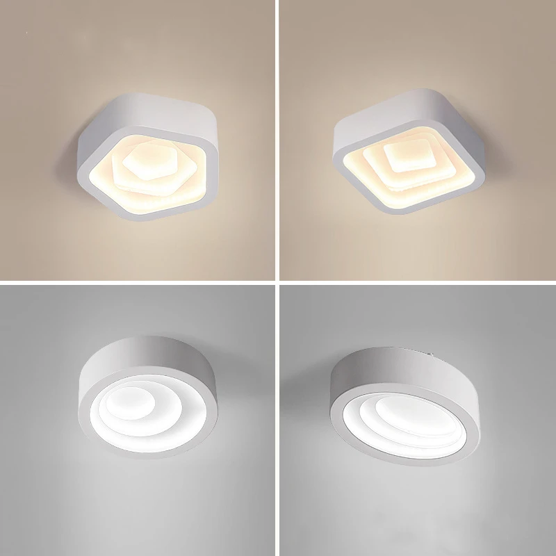 

Modern White LED Ceiling Light Fxiture Round Square Surface Mounted Lamp for Bedroom Corridor Entrance Hall Home House Deco