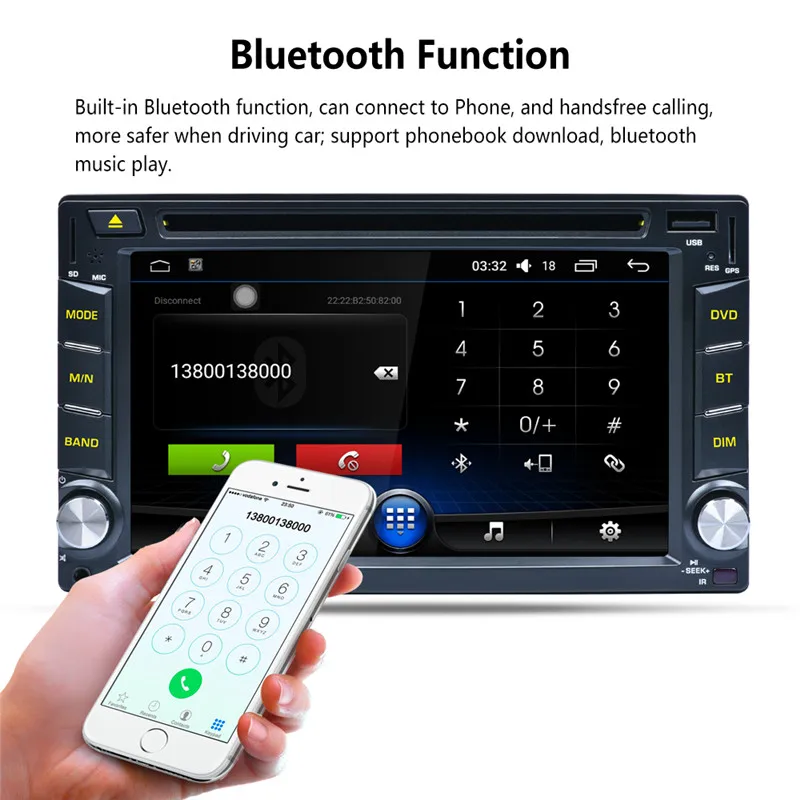 Best AR6002B 6.2" Car DVD Player 2 Din Touch Screen Stereo Radio Audio MP3 Music Player with GPS Navigation Steering Wheel Control 14