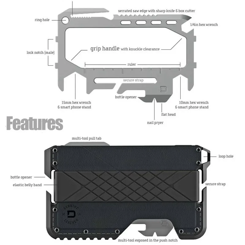  Metal Clip EDC Wallet Tactical Multi-function Wallet Card Package Army Fans Equipment Outdoor Campi