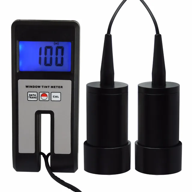 Digital Window Tint Meter Visual Light Transmission 18mm Thickness Continuous Measuring with Sensor 100% Range Glass Plastic