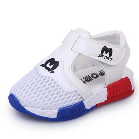 HaoChengJiaDe/летние сандалии для мальчиков; обувь с дышащей сеткой для девочек; детская спортивная обувь с сеткой; пляжные сандалии для девочек; детские мягкие кроссовки - Цвет: Белый