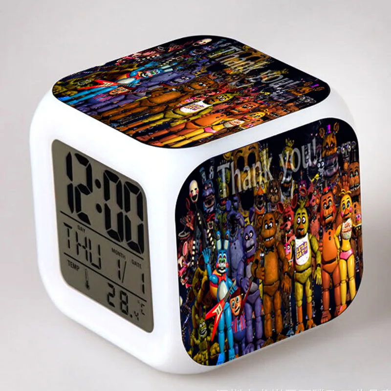 Bonnie Chica Foxy reloj pertador Fnaf world Alarm Clocks LED 7 Color