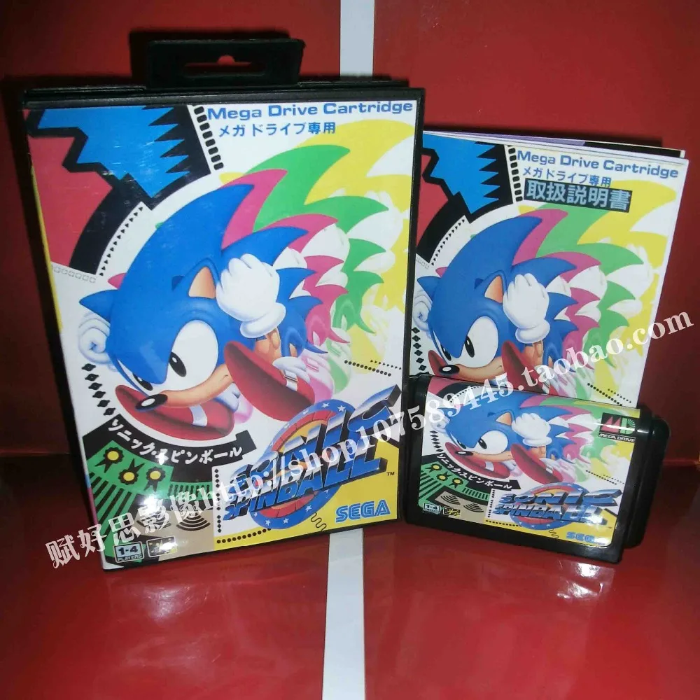 Sega MD game - Sonic spinball with Box and Manual for 16 bit Cartridge Megadrive Genesis system | Электроника