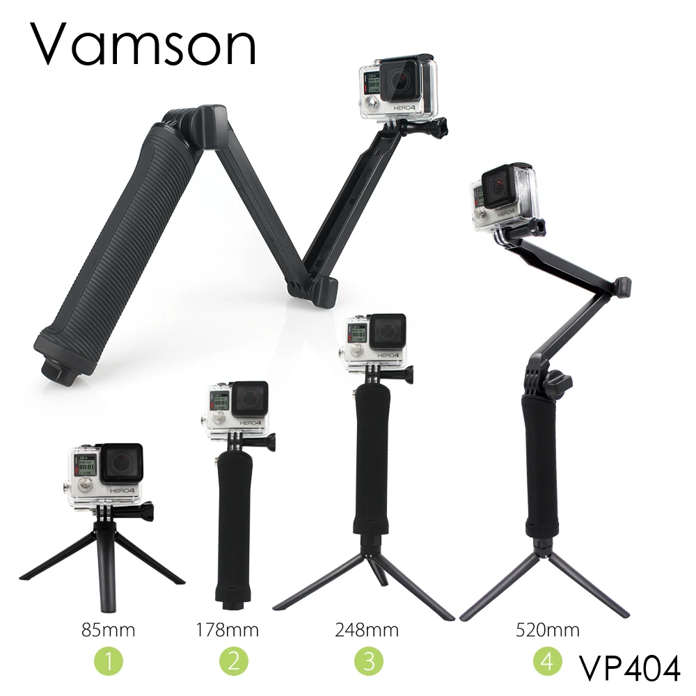 Vamson for Gopro Accessories Tripod 3 Way Monopod Mount Extension Arm Tripod for Gopro Hero 6 5 4 3+ for xiaomi yi SJ4000 VP404