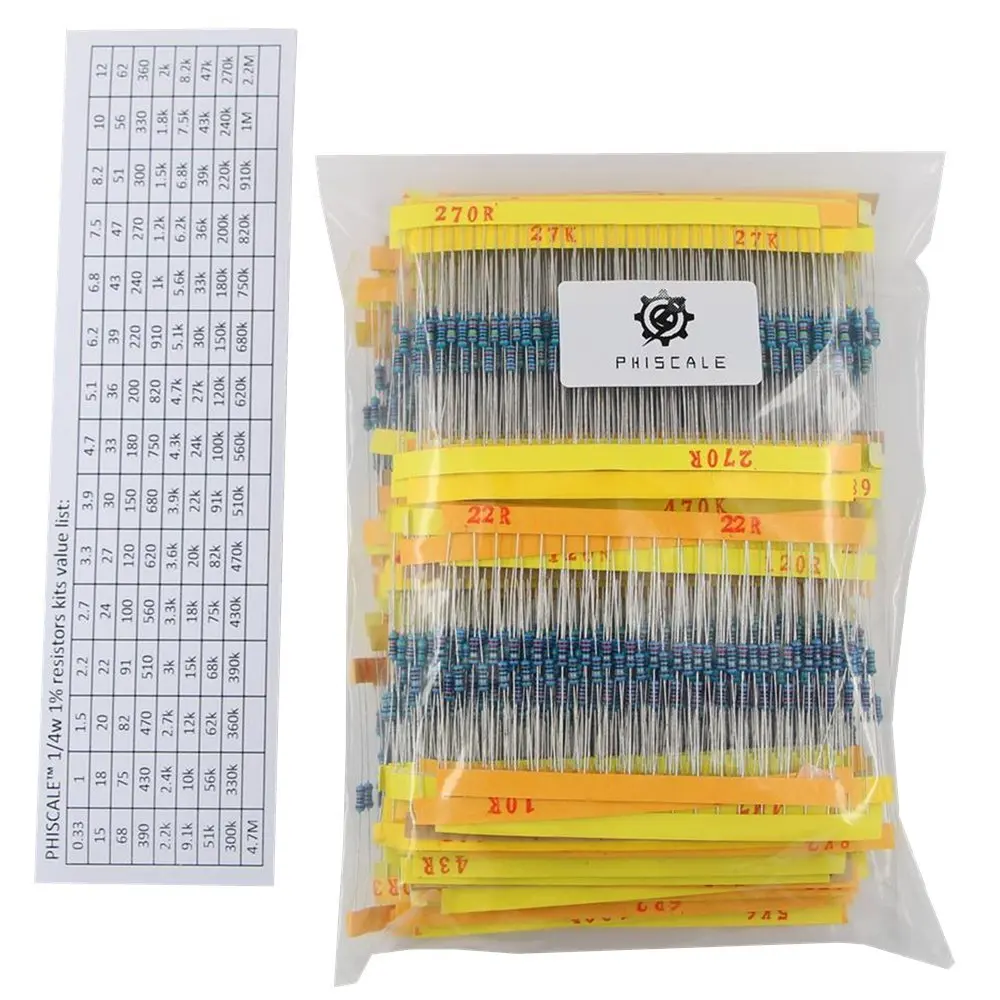 Buy 1/4w resistors pack 121 values x 20pcs = 2420pcs 0