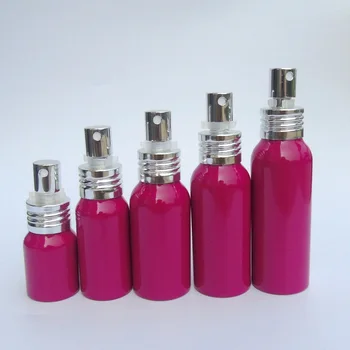 

Free shipping high quality 20ml 30ml 50ml 60ml 80ml 100ml 150ml rose pink color aluminum bottles with fine mist sprayer