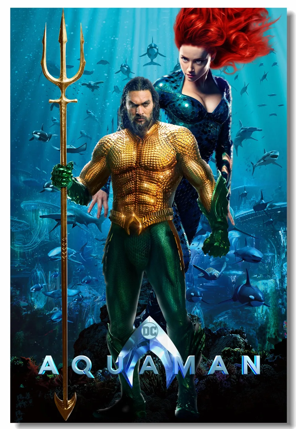 Custom Canvas Wall Decoration Jason Momoa Aquaman Poster Arthur Curry ...