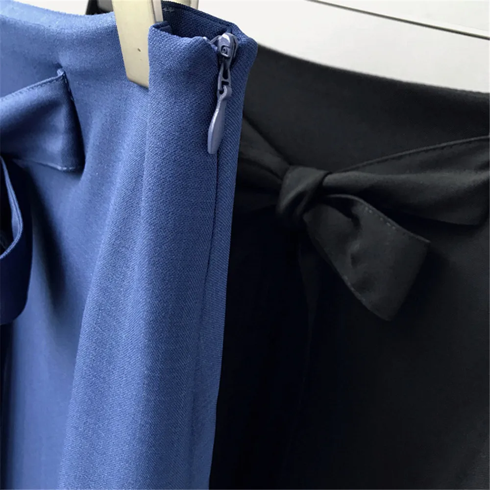 HIGH QUALITY Belt&Zipper Chiffon Skirt 2018 Summer Vacation&Office&Casual Solid Skirt For Women Vintage Bandage Skirts Female (3)