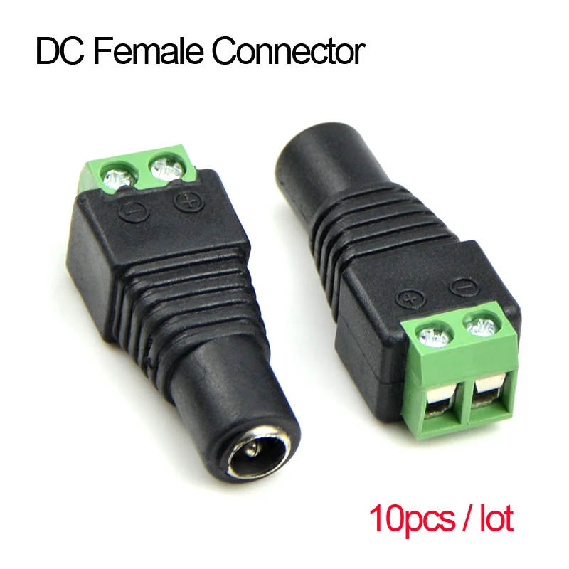 

10pcs/lot Female DC Connector Plug DC Female Adapter Plug Connector for CCTV Camera DVR Led Strips 5050/3528 single color