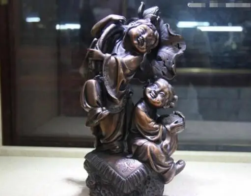 Cobre бронза famosos Lotus folha Dois Meninos Hehe Hop Immortals Deus Buda | Дом и сад