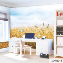 Пользовательские 3D печати DIY Ткань и текстильные обои для стен тканью матовый шелк для Гостиная пейзаж Золотой метелка Desktop Топ