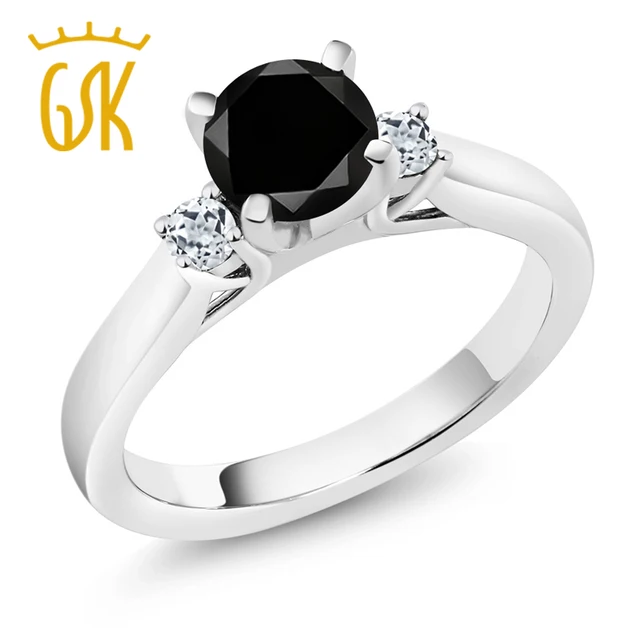 Diamond White Usa >> Amazing Usa 1 33 Ct Round Black Diamond White Topaz 925 Sterling Diamond White Usa >> Amazing Usa 1 33 Ct Round Black Diamond White Topaz 925 Sterling
