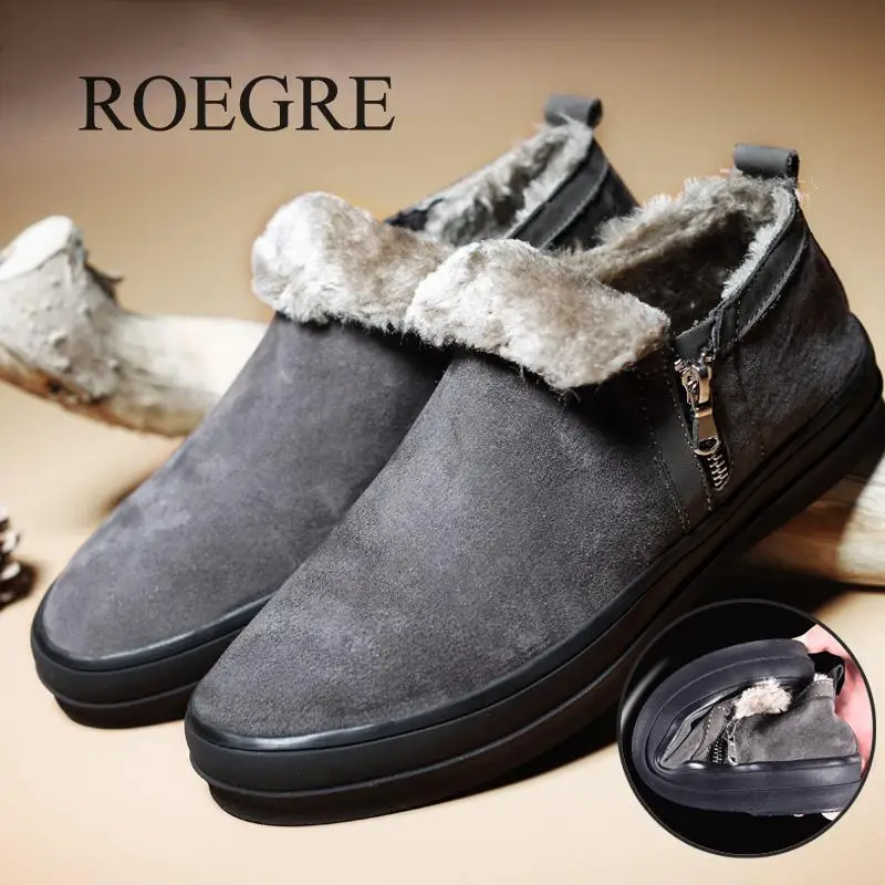 

2019 New Men's Plush Ankle Snow Boots Male Warming Fabric Lace-up Ankle Boots For Men Winter Outdoor Casual Shoes Size 38~48