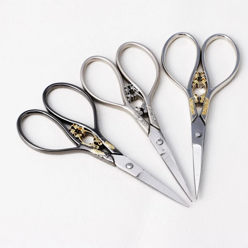 1PC Vintage Floral Scissors Stainless Steel European Sewing Shears DIY Tools Dressmaker's