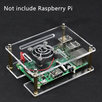 

For Raspberry Pi 4 Acrylic Case Transparent Box Shell Enclosure with Cooling Fan Metal Cover for Raspberry Pi 3 Model B 3B Plus