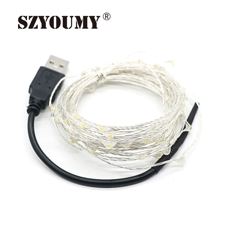 SZYOUMY светодиодная гирлянда 5 м 50led 5 в с питанием от USB наружная теплая белая/RGB медная проволока рождественское праздничное украшение для свадебной вечеринки