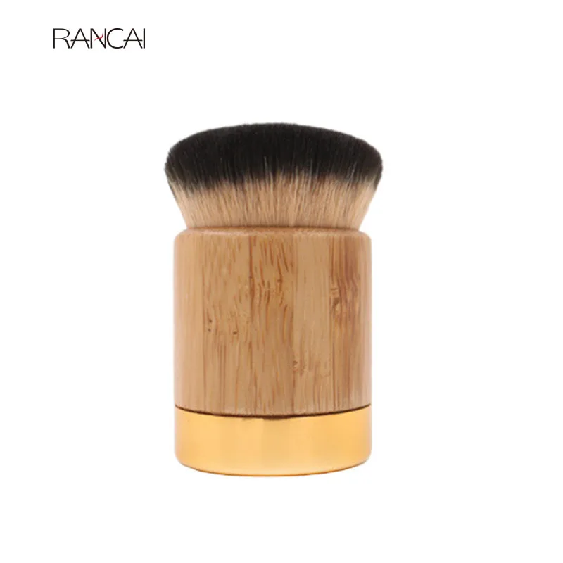 

RANCAI 1pcs Single Foundation Brush Mini Round Head Bamboo Handle Powder Brush Professional Cosmetic Facial Makeup Contour Brush