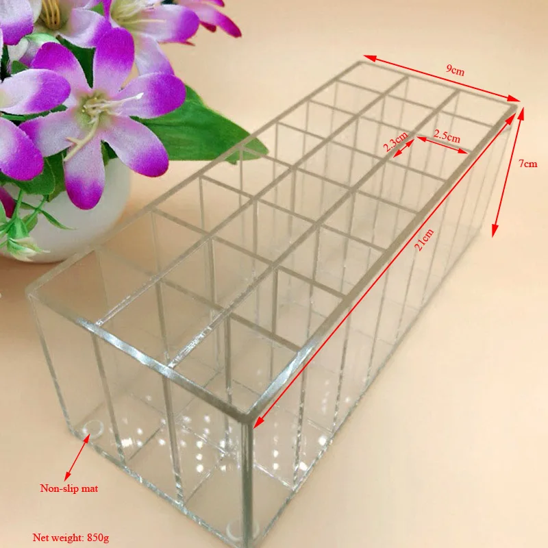 Акриловая подставка для помады подставка для макияжа коробка для хранения косметики органайзер для макияжа прозрачная высококачественная акриловая коробка для хранения - Цвет: Прозрачный