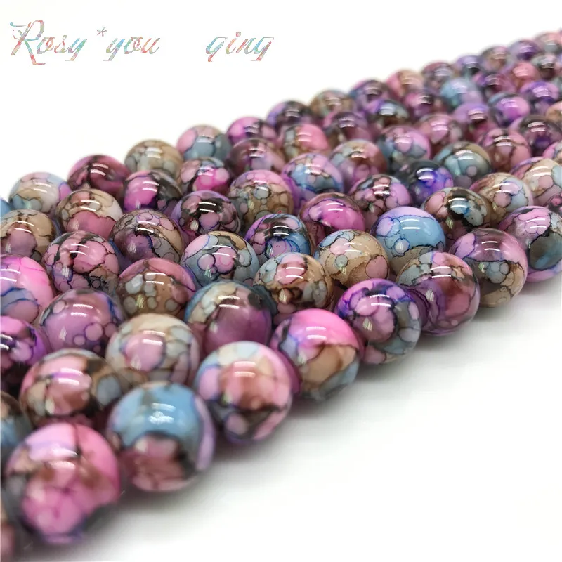 Wholesale 6 8 10mm Exquisite Pattern Glass Bead Spacer Jewelry Bulk 