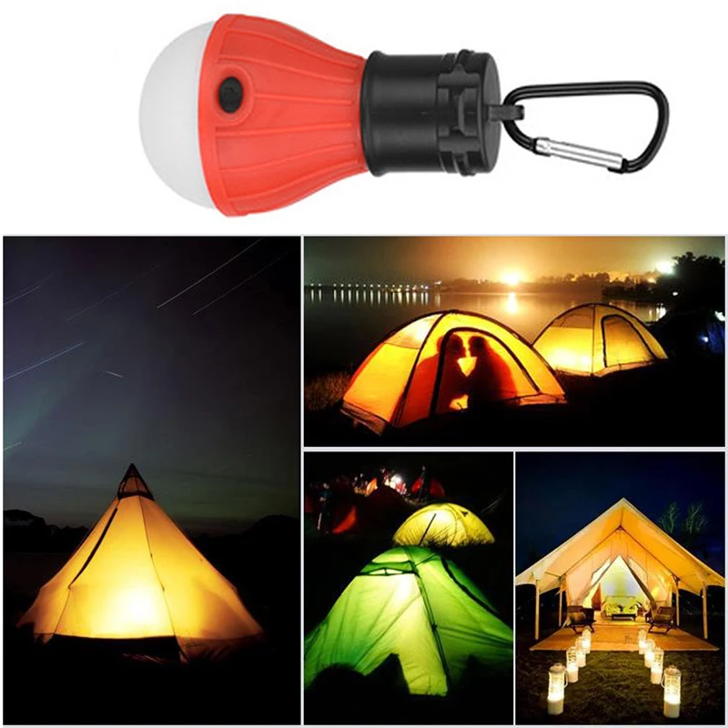 1PC Camping Lights LED Bulb Battery Powered Tent Light Hook Lanyard