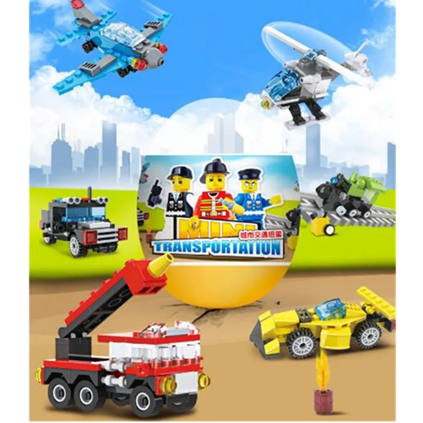 

6pcs/set Kids Creative Educational Joy Egg Truck Building Blocks DIY City Construction Puzzle Assemble Vehicle Toys for Children